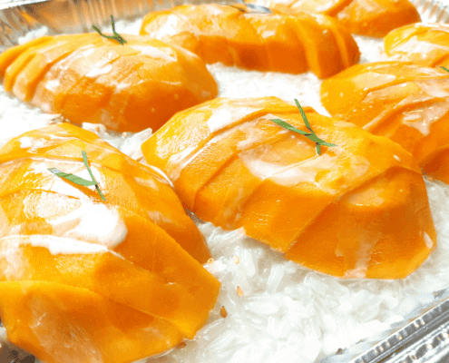 Mango kleefrijst en kokos